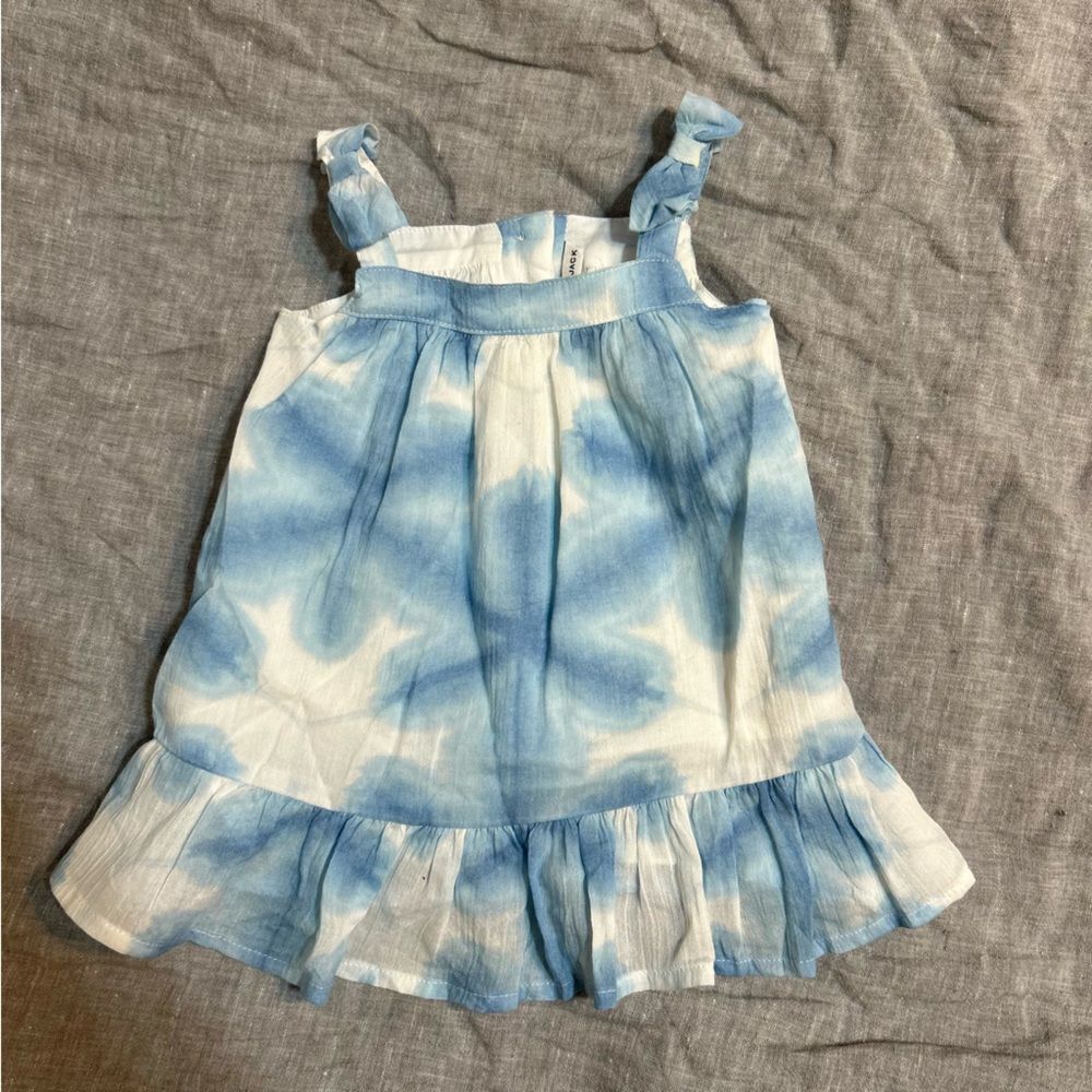 Janie and Jack Shibori Bow Strap Dress in Angel Falls Blue Size 0-3 Months